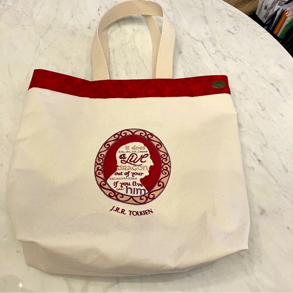 Available for order!  Handmade and embroidered Tolkien tote